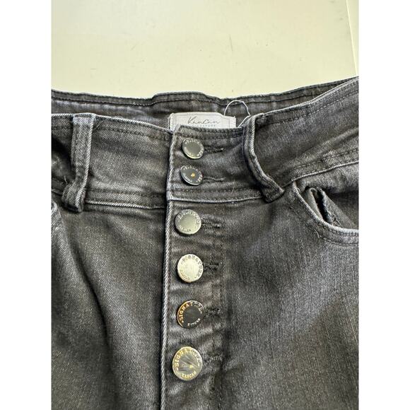 KanCan Kurvy Ultra High Button Fly Rise Skinny Black Washout Size 28 - Picture 2 of 7
